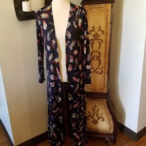 🖤Cardigan Navy & Feather Print